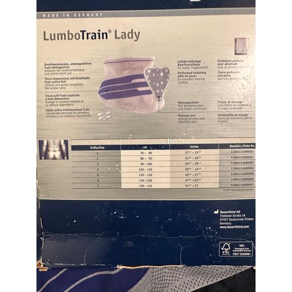 BAUERFEIND LUMBOTRAIN LADY BACK BRACE SIZE 2 - Picture 3 of 5